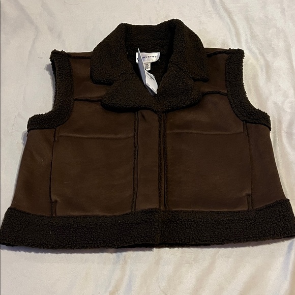 INDUSTRY Jackets & Blazers - Industry faux leather faux fur Brown button up Vest
